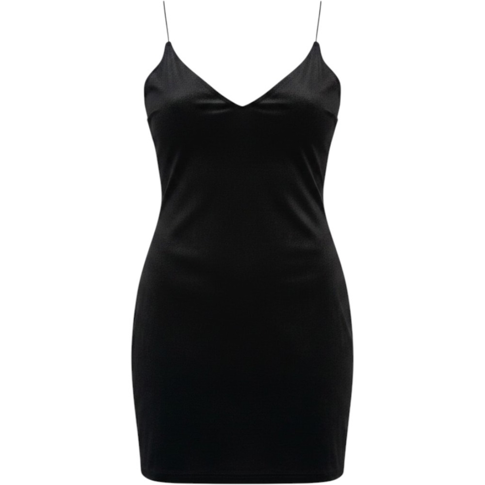 B. Smart Womens Black Velvet Bodycon Mini Dress V-Neck Spaghetti Strap Hoco